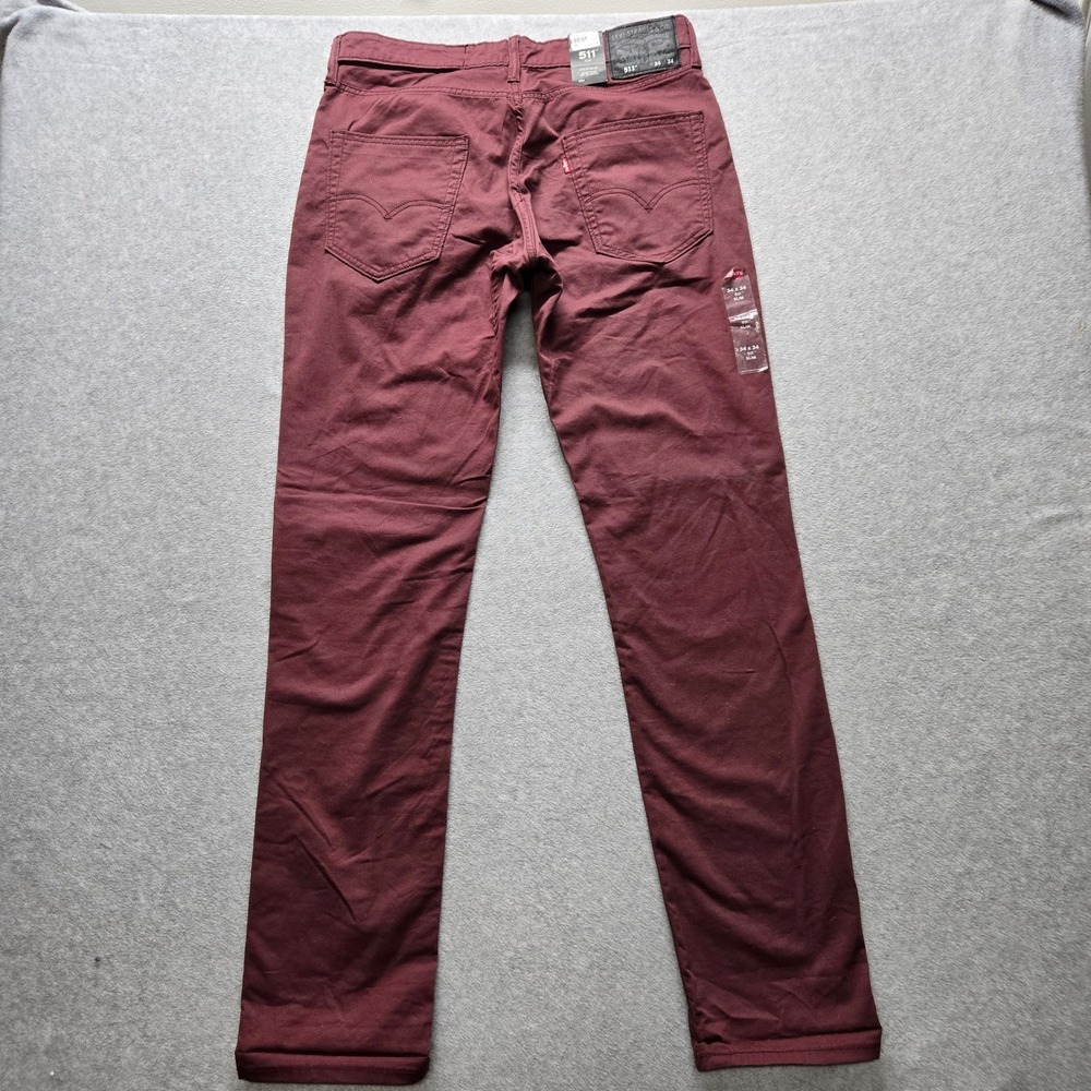 Levis Commuter 511 Slim Fit Pants Burgundy Maroon 3M Reflective 34x34 NEW - Picture 5 of 9